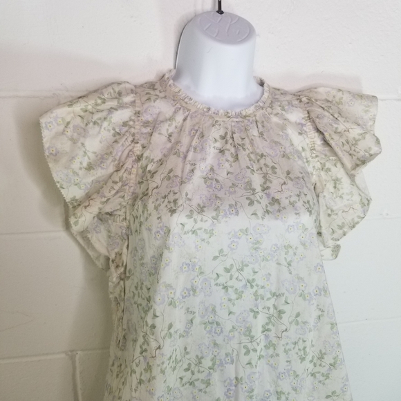Christy Dawn Rosalee ditsy floral flutter short sleeve blouse cottagecore - Picture 10 of 14
